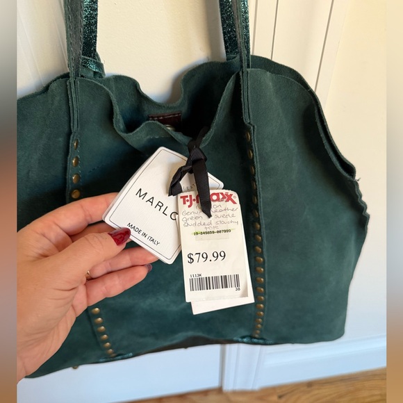 Emerald Green Suede Tote Bag - Picture 5 of 11